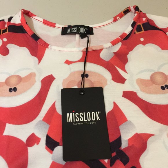 MISSLOOK Tunic Top M/L Holiday Santa Claus Chr… - Picture 12 of 16